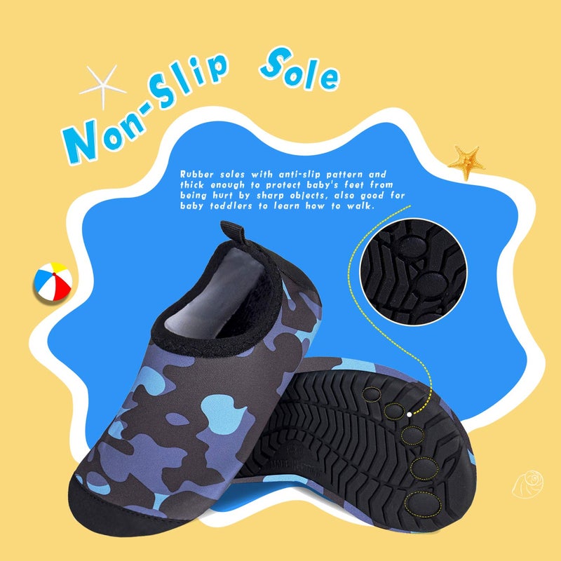 WateLves Kids Water Shoes Toddler Girls Boys Barefoot Non-Slip Quick Dry Aqua Socks for Beach Swim Walking (Camouflage Black, 32/33) - Image 5